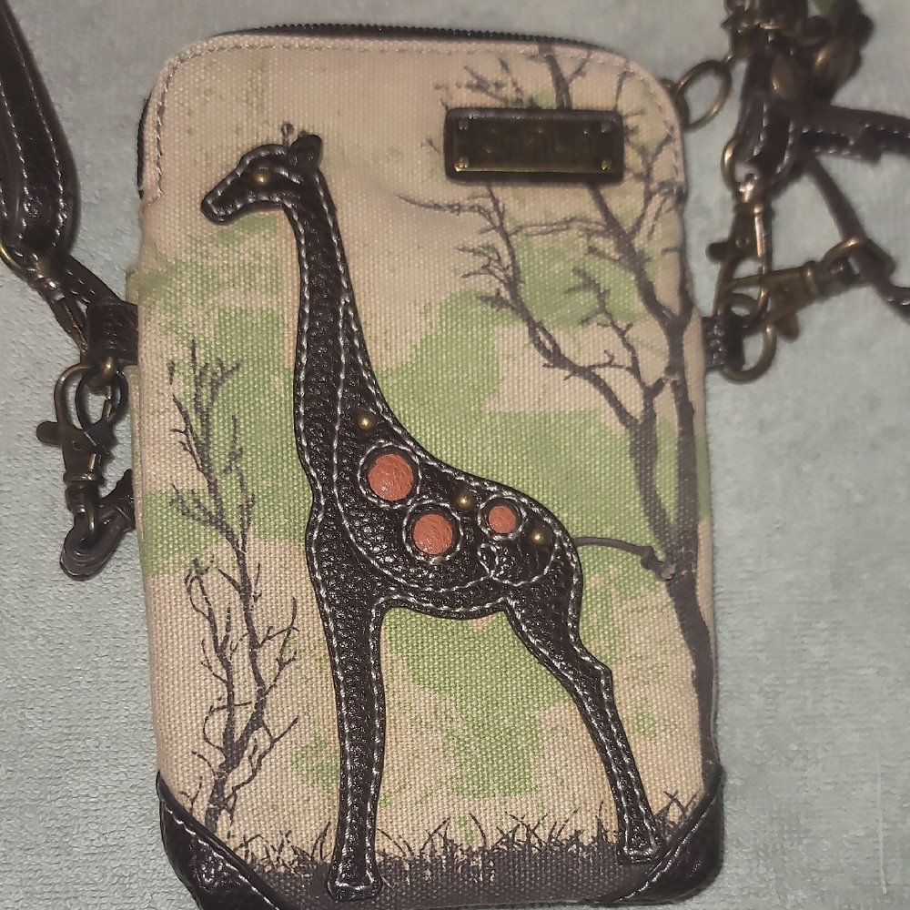 Canvas Crossbody Bag with Giraffe Design